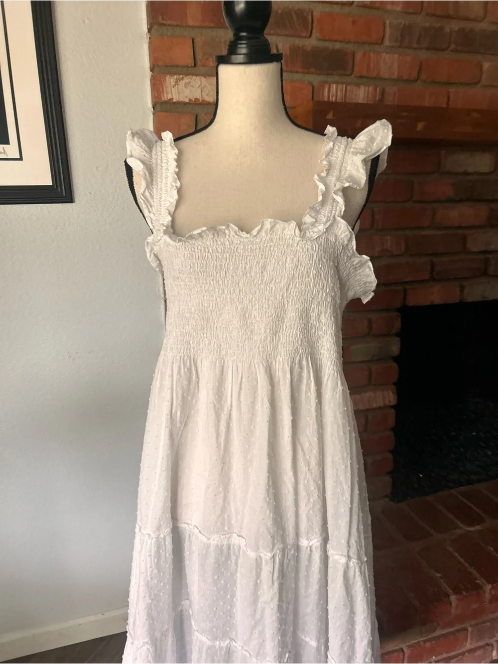 Hill House Home Ellie Nap Dress in White Swiss Dot Sz M - Picture 4 of 10